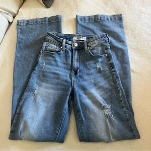 Grey bandit high rise flare/wide leg jeans